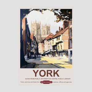 Vintage Travel British Rail Poster York, Vintage British Rail Travel Print of York