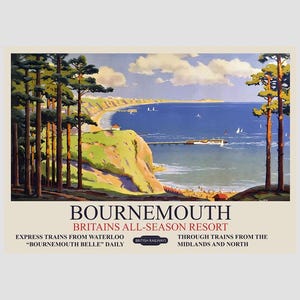 Vintage British Rail-reisposter: Bournemouth-kunstafdruk