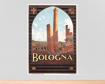 Bologna Italy Vintage Travel Poster, Vintage Travel Print of Bologna, A4, A3, 12x16, 12x18,