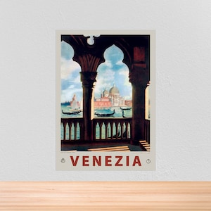 Poster di viaggio vintage di Venezia: stampa artistica della città dei canali in Italia