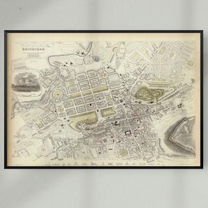 Edinburgh Vintage historische Karte von Edinburgh, Vintage Historische Karte Druck von Edinburgh, Schottland, Großbritannien