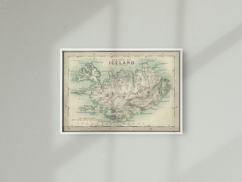 Vintage Historical Map of Iceland Vintage Historic Map Print - Etsy UK
