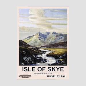 Vintage Travel British Rail Poster Isle of Skye, Vintage British Rail Travel Print of the Isle of Skye