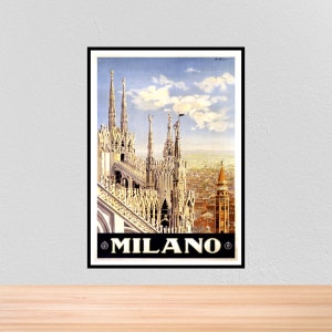 Vintage Travel Poster Milan, Vintage Travel Print of Milan Italy