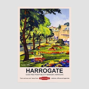 Vintage Travel British Rail Poster Harrogate, Vintage British Rail Travel Print of Harrogate