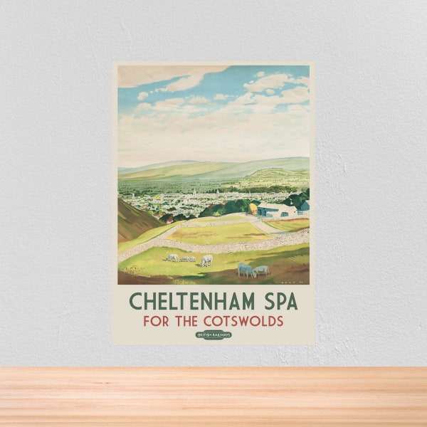 Vintage Travel British Rail Poster Cheltenham, Vintage British Rail Travel Print of Cheltenham, A4, A3, 12x16, 12x18,   5x7