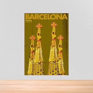 Póster de viaje vintage de Barcelona, España, impresión de viaje vintage de Barcelona, póster de viaje de Barcelona