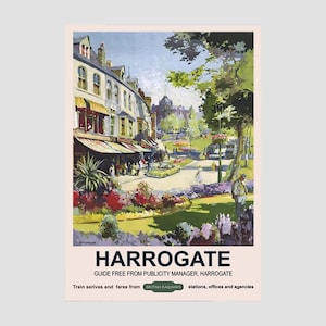 Póster de viaje vintage de British Rail Harrogate, impresión vintage de viaje de British Rail Harrogate
