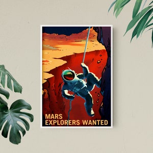 Retro Space Poster, NASA Space Poster of Mars Explorers, Retro Space ...