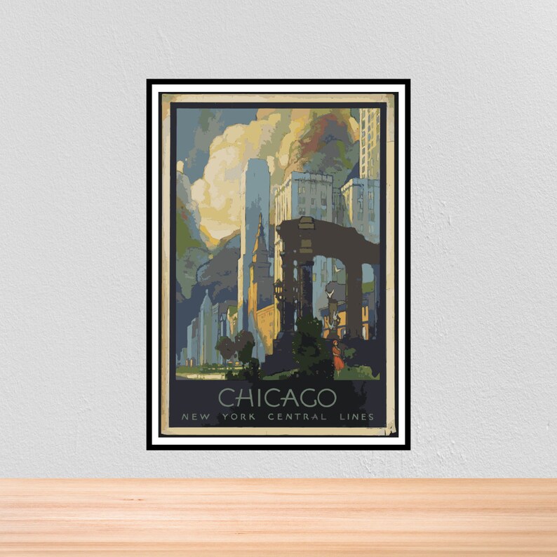 VINTAGE CHICAGO TRAVEL A3 POSTER PRINT