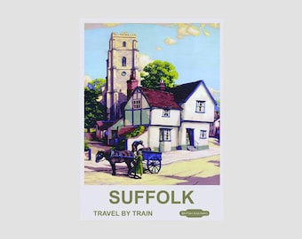Affiche Vintage British Rail Woodbridge Suffolk - Format A3/A2/A1, Reproduction, Neuf, Royaume-Uni