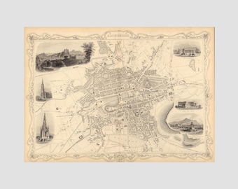 Historical Edinburgh Map Print: Historical Scotland Wall Art