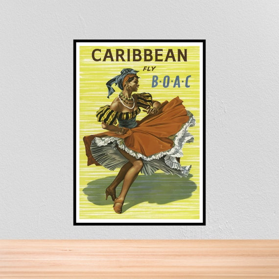 CARIBBEAN VINTAGE Retro TRAVEL Poster Art Print A4 SIZE Glossy Gift