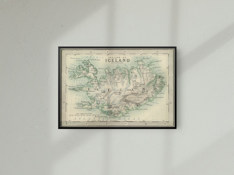 Vintage Historical Map of Iceland Vintage Historic Map Print - Etsy UK