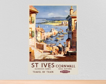A3 A4 Sizes ST Ives Cornwall Vintage GWR/LMS Railway Poster A1 A2 2 