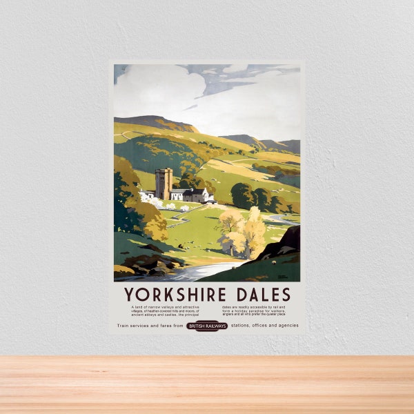 Vintage Travel British Rail Poster Yorkshire, Vintage British Rail Travel Print of Yorkshire, A4, A3, 12x16, 12x18,   5x7