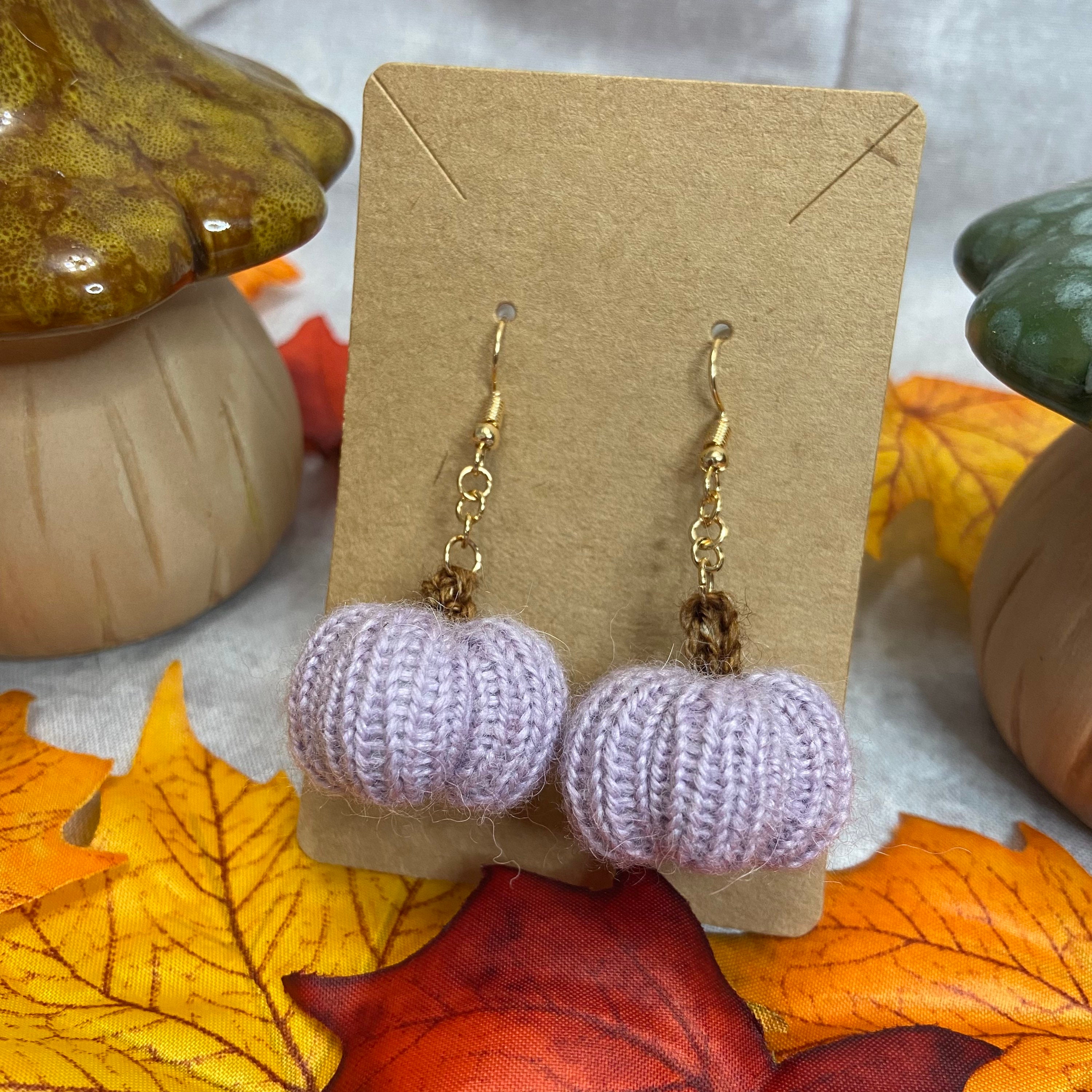 Pumpkin Earrings Hand knit Fall Accessory Cinnamon Scented Fall Earrings Halloween Earrings Etsy UK