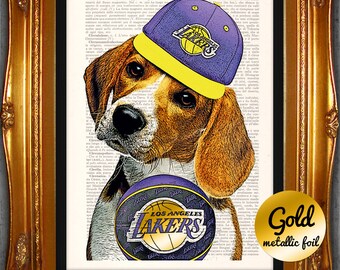 Gift for Him, Gift for Boyfriend, Home Decor, Wall Art, Lakers Dog, Wall Hanging, Vintage Dictionary Print, Home Living, Vintage Poster 19