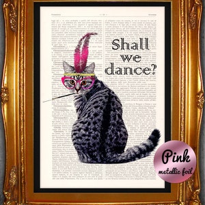 Girlfriend Gift, Gift for Her, 1st anniversary, Dictionary Art Print, Wife Gift, Valentines Day, Home Decor, Wall Art, Pink Glasses Cat 17