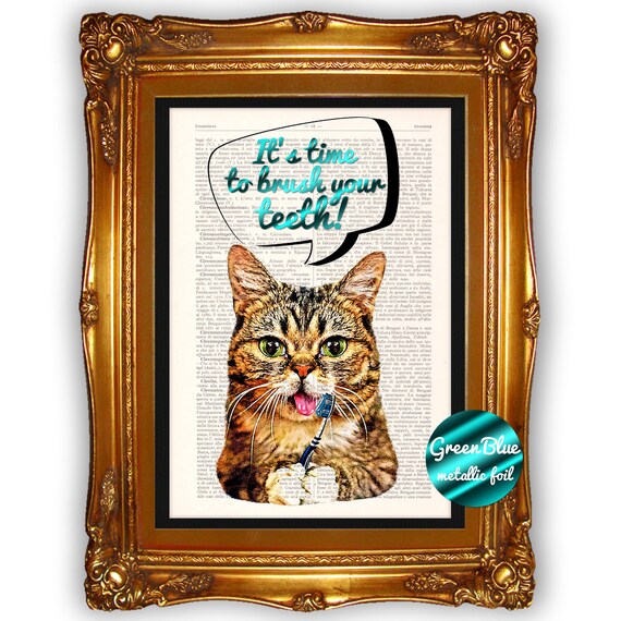 Brush Your Teeth, Boy Bathroom Decor, Bathroom Decor, Home Decor, Kid Print, Bathroom Wall Decor, Unique Kid Gift, Art Wall, Cat Artwork, 27