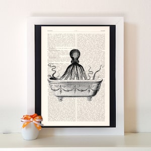 Octopus Bath, dictionary art print, home decor, dictionary art quote, wall decor, old dictionary print, old dictionary decor N36