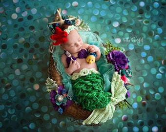 Little Mermaid Ariel Disney Inspired Crochet Newborn Mermaid Photo