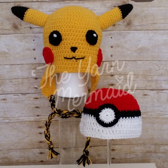 Pikachu Pokemon Crochet Chapeau Bonnet avec Oreillettes Crochet