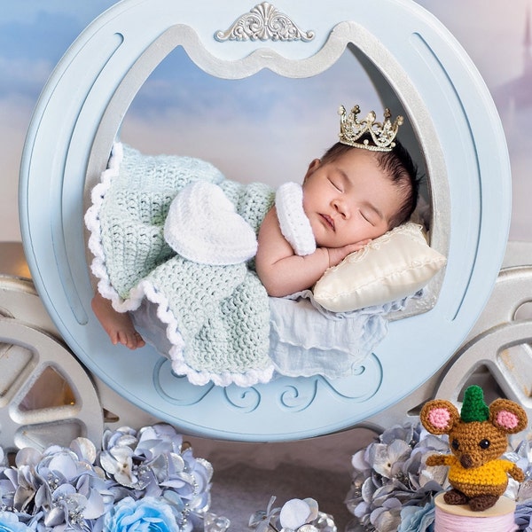 Cinderella Disney Inspired Crochet Newborn Photo Prop Outfit, Baby Outfit, Halloween Costume, Dress, Necklace