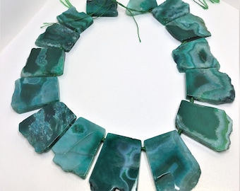 Large Green Agate Gemstone Beads Agate Slice Stones 35 - 45mm Bold Statement Natural Agate Focal Pendant Stone LynnsGemCreations