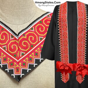 44.99 HmongStoles.Com Hmong Graduation Stole Not Lined Embroidered Priest Stole hmongcreations.etsy.com image 1