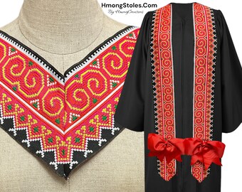 44.99 | HmongStoles.Com Hmong Graduation Stole - Not Lined - Embroidered - Priest Stole hmongcreations.etsy.com