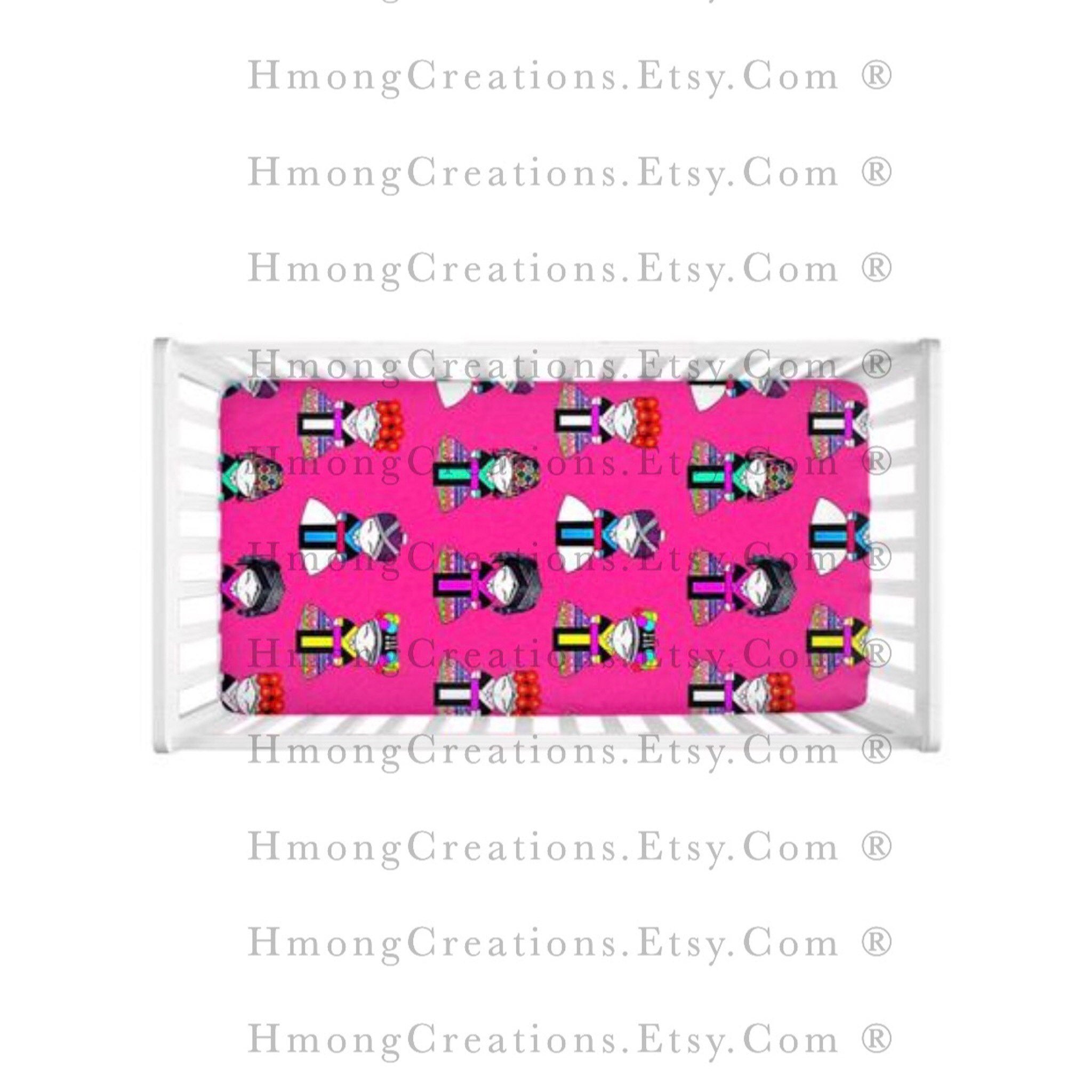 Hmong Crib Sheets Pink Baby Hmong Dolls Print Ships in 7 Weeks ...