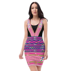 44.99 - HmongDresses.com - Printed - Stretchy Fabric - PreOrder - Ships in 3 weeks or less - Adult Women Dress - Darla