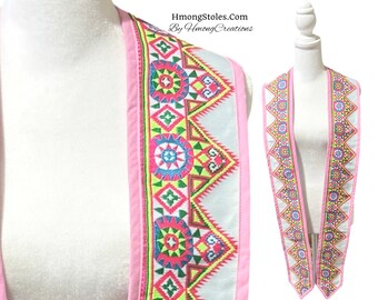 X | D39.99 | HmongStoles.com | Hmong Graduation Stole | Not lined | Machine Embroidered | Add PRINTED Name = 10.00 | Hmongstoles