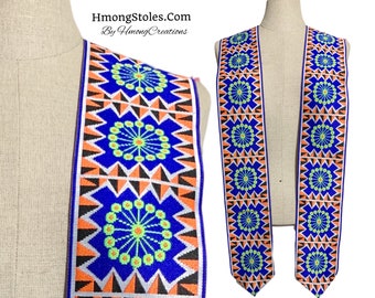 A255 | 39.99-Hmong Graduation Stole - hmongstoles.com - Not Lined - Machine Embroidered - Add Printed Name For 10.00 hmongcreations.etsy.com