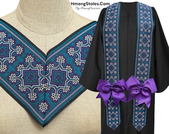 44.99 | HmongStoles.Com Hmong Graduation Stole - Not Lined - Embroidered - Priest Stole hmongcreations.etsy.com