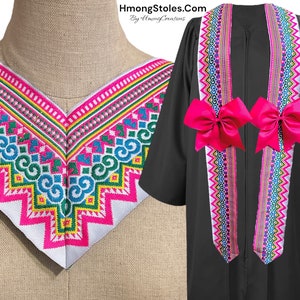 44.99 HmongStoles.Com Hmong Graduation Stole Not Lined Embroidered Priest Stole hmongcreations.etsy.com image 1