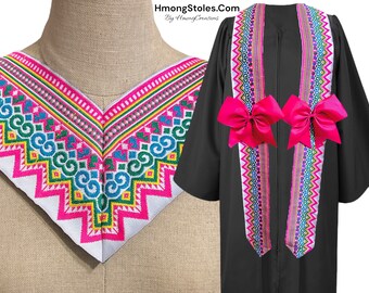 44.99 | HmongStoles.Com Hmong Graduation Stole - Not Lined - Embroidered - Priest Stole hmongcreations.etsy.com