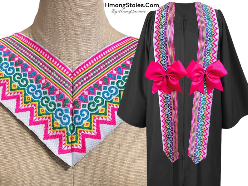 44.99 HmongStoles.Com Hmong Graduation Stole Not Lined Embroidered Priest Stole hmongcreations.etsy.com image 1