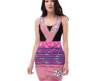 44.99 - HmongDresses.com - Printed - Stretchy Fabric - PreOrder - Ships in 3 weeks or less - Adult Women Dress - Darla