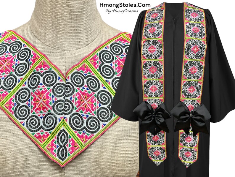 44.99 HmongStoles.Com Hmong Graduation Stole Not Lined Embroidered Priest Stole hmongcreations.etsy.com image 1