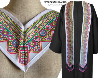 39.99 | HmongStoles.com | Hmong Graduation Stole | Not lined | Machine Embroidered | Add PRINTED Name = 10.00 | Hmongstoles