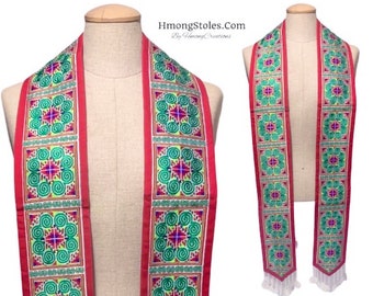 64.99 | HmongStoles.com | Hmong Graduation Stole | Not lined | Machine Embroidered | Add PRINTED Name = 10.00 | Hmongstoles