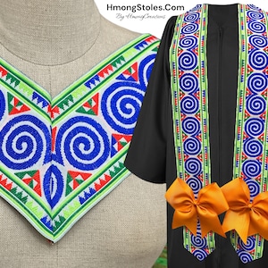 44.99 HmongStoles.Com Hmong Graduation Stole Not Lined Embroidered Priest Stole hmongcreations.etsy.com image 1