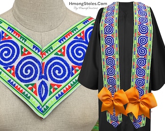44.99 | HmongStoles.Com Hmong Graduation Stole - Not Lined - Embroidered - Priest Stole hmongcreations.etsy.com