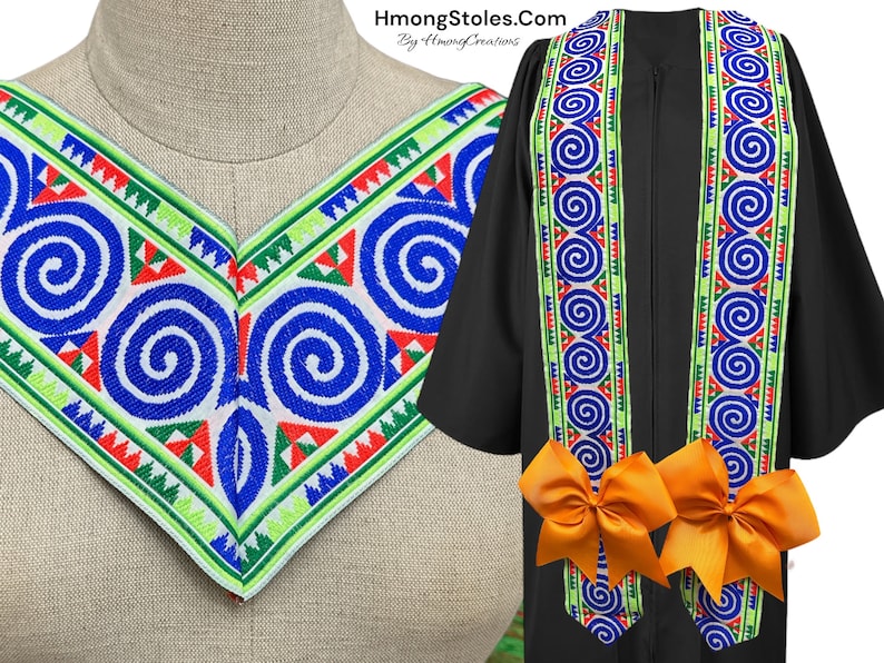 44.99 HmongStoles.Com Hmong Graduation Stole Not Lined Embroidered Priest Stole hmongcreations.etsy.com image 1