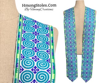 A245 | newD39.99 | HmongStoles.com | Hmong Graduation Stole | Not lined | Machine Embroidered | Add PRINTED Name = 10.00 | Hmongstoles