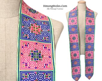 A164 | D39.99 | HmongStoles.com | Hmong Graduation Stole | Not lined | Machine Embroidered | Add PRINTED Name = 10.00 | Hmongstoles