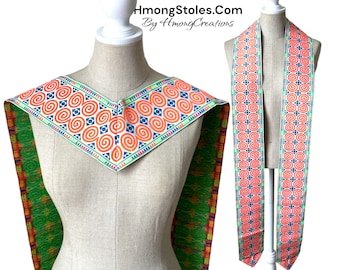 X | D39.99 | HmongStoles.com | Hmong Graduation Stole | Not lined | Machine Embroidered | Add PRINTED Name = 10.00 | Hmongstoles