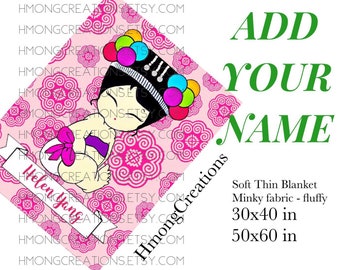 34.99-44.99 | ADD NAME 30x40 | 50x60 | HmongBlankets.Com | 1 Layer Soft Throw Blanket | Preorder | Ships in 3 Weeks or Less | Swaddle